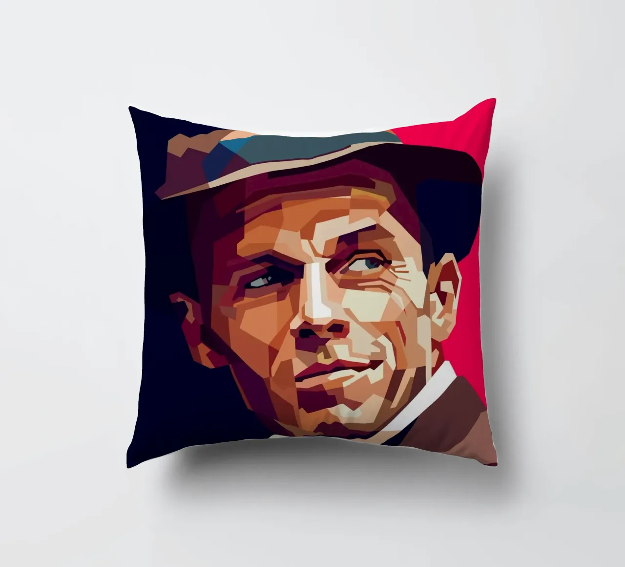 Frank Sinatra, cantante pop classico, ritratto retrò cuscino da Artkreator