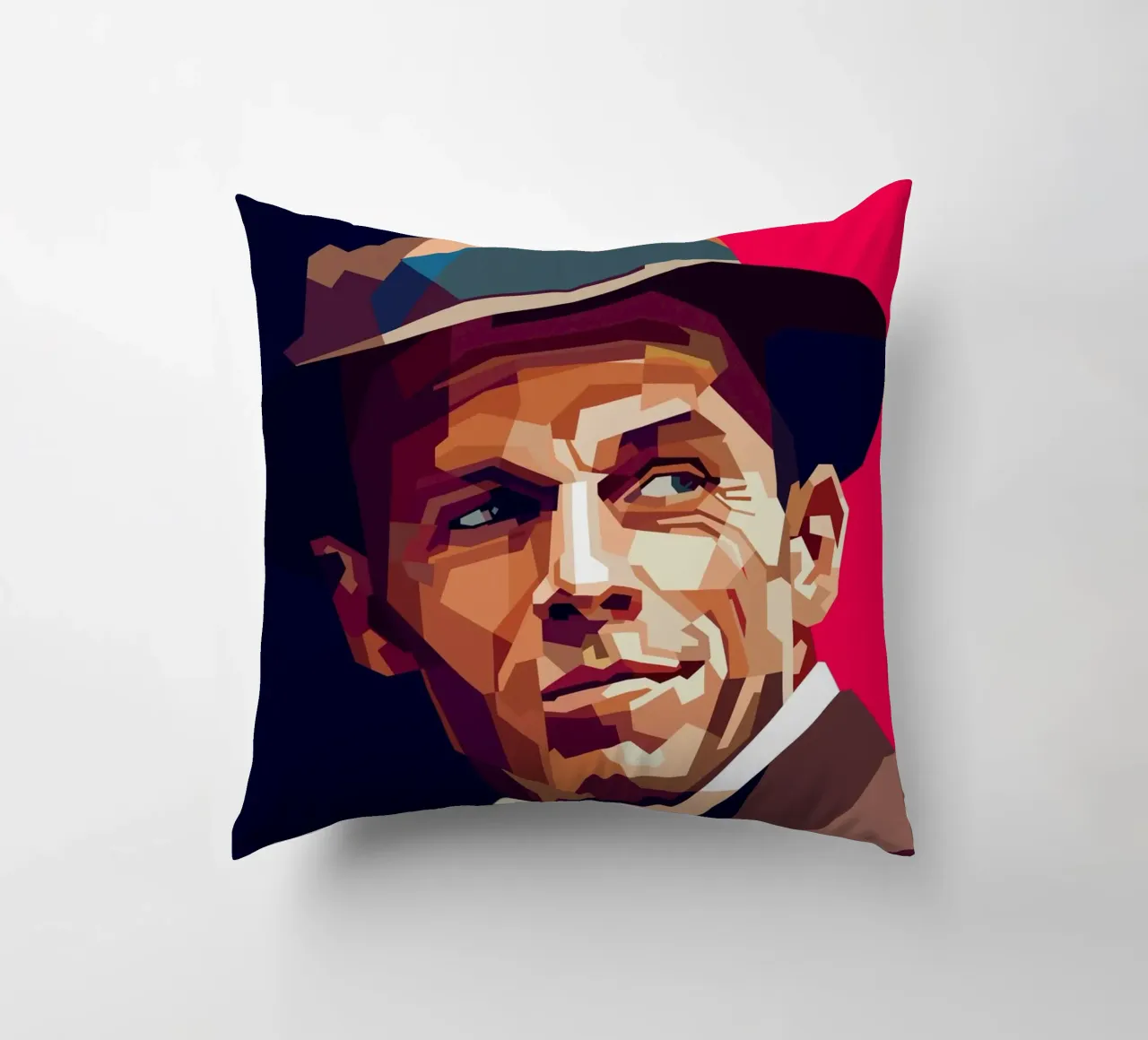 Frank Sinatra, cantante pop classico, ritratto retrò cuscino da Artkreator
