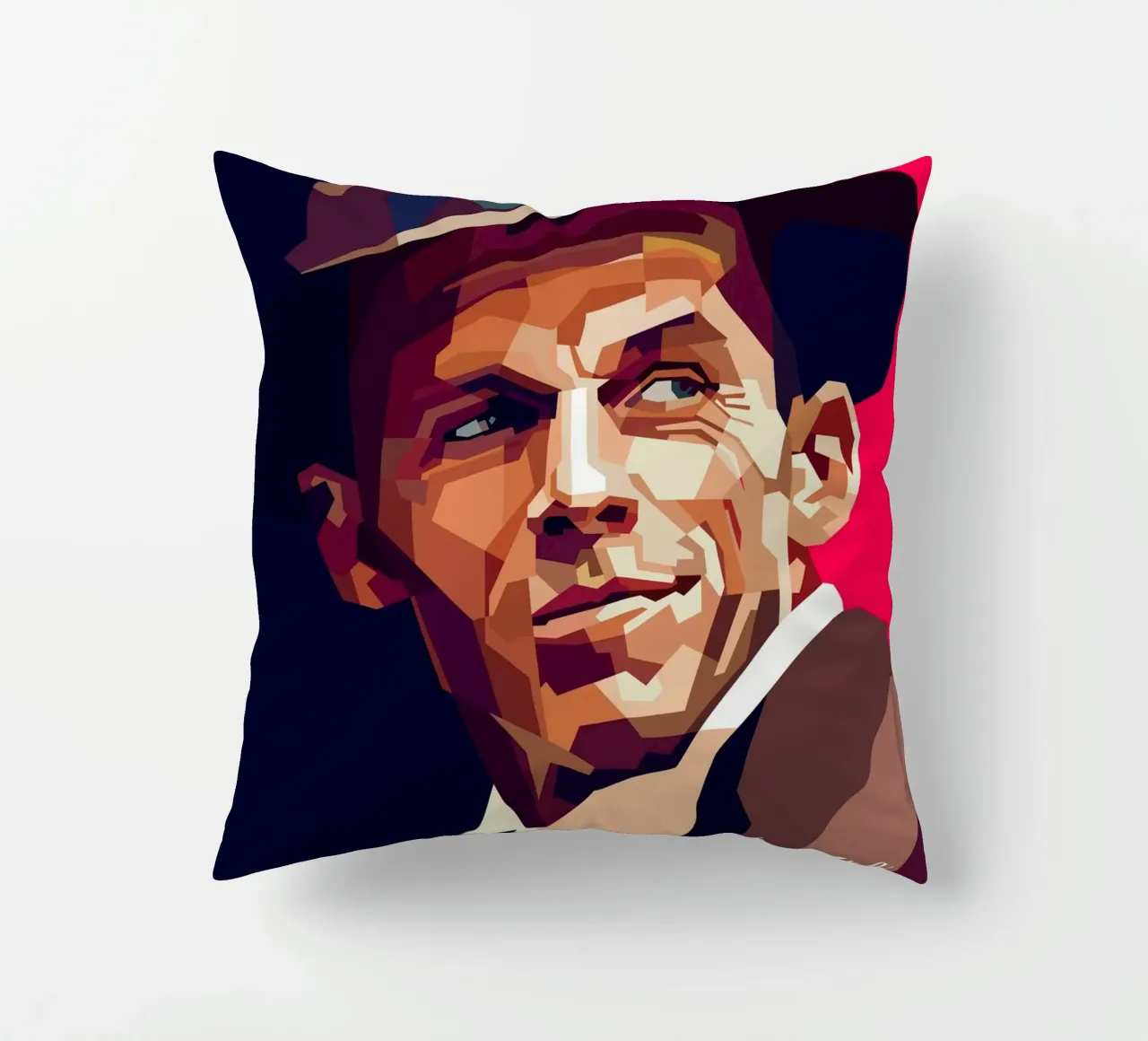 Frank Sinatra, cantante pop classico, ritratto retrò cuscino da Artkreator
