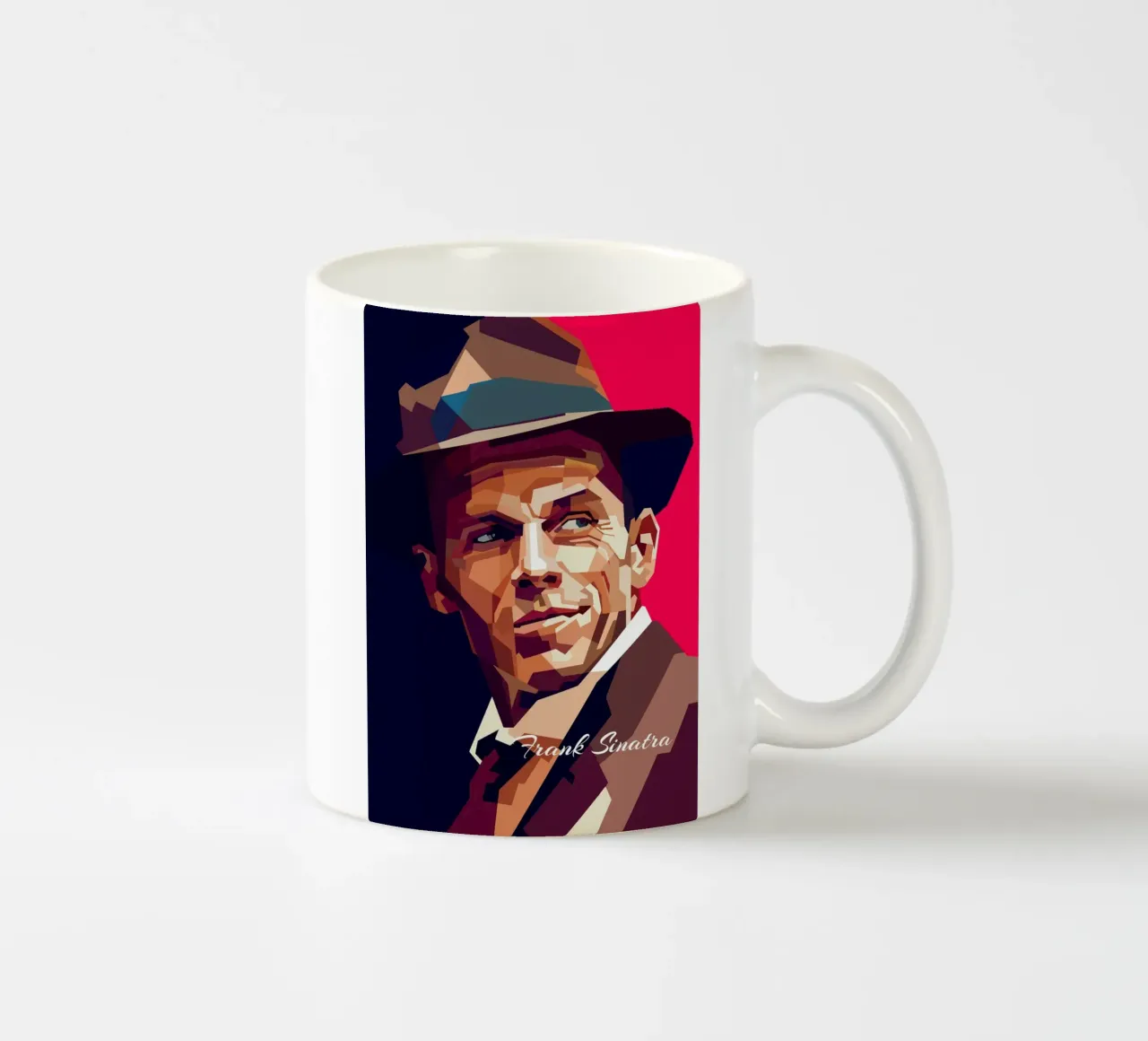 Frank Sinatra, cantante pop classico, ritratto retrò tazza in ceramica da Artkreator