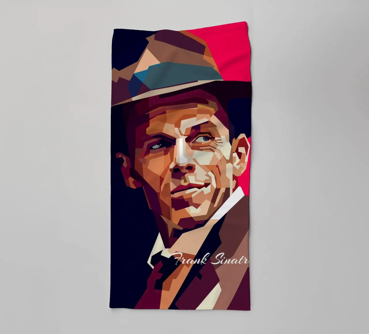 Frank Sinatra, cantante pop classico, ritratto retrò asciugamano da bagno da Artkreator