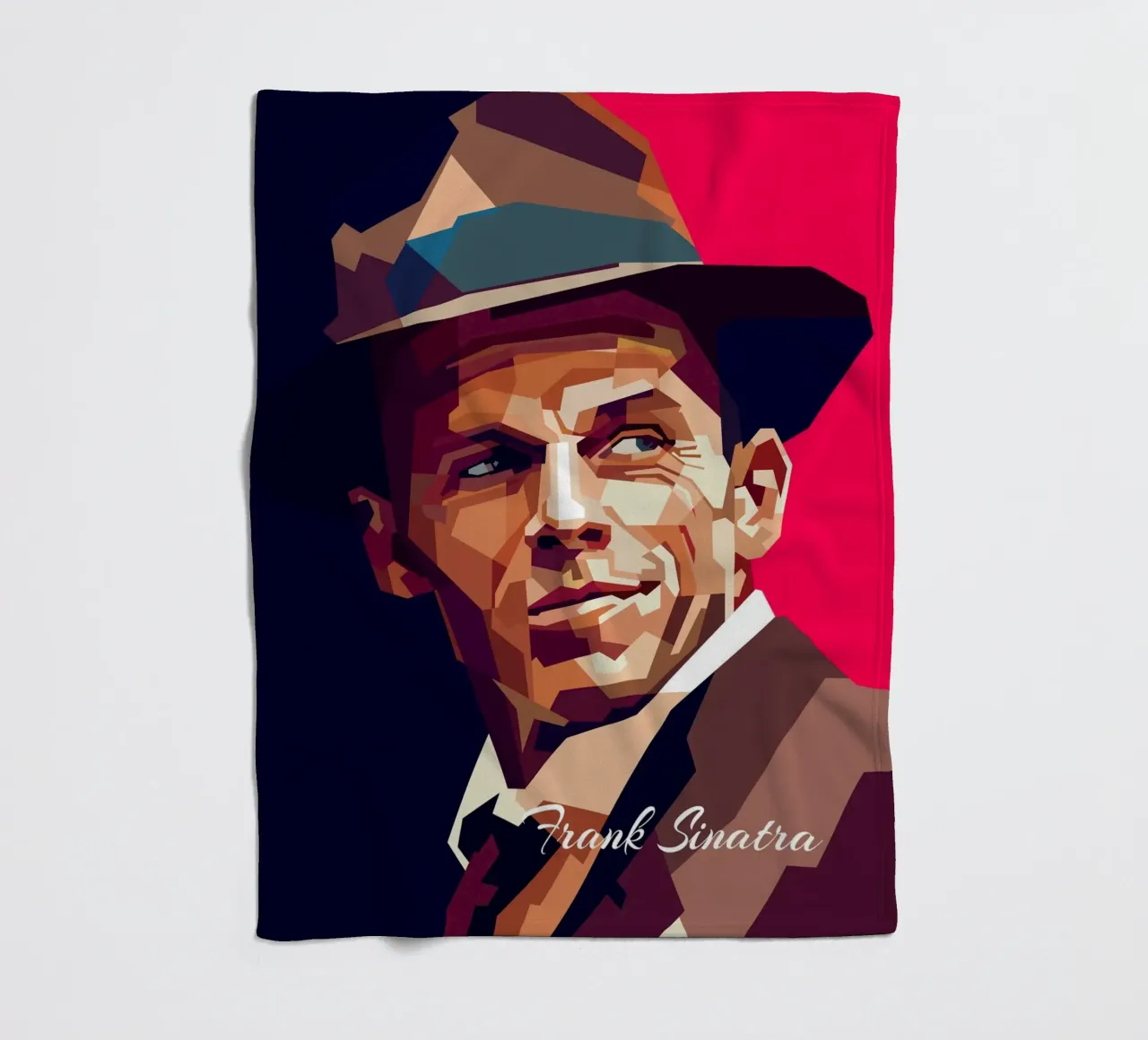 Frank Sinatra, cantante pop classico, ritratto retrò coperta in pile da Artkreator
