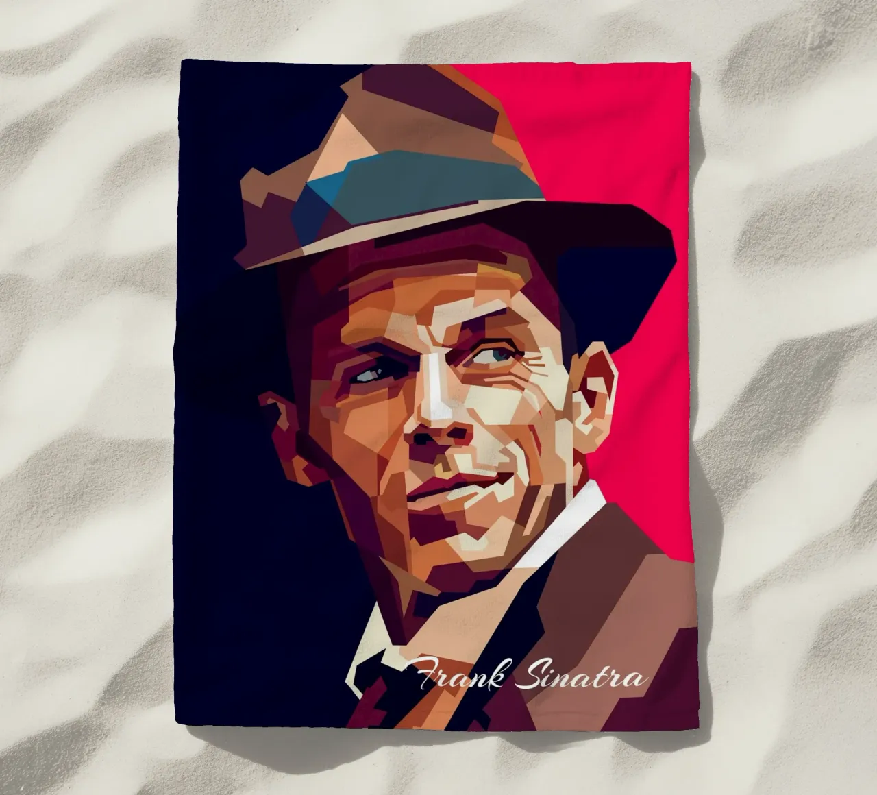 Frank Sinatra, cantante pop classico, ritratto retrò telo mare da Artkreator