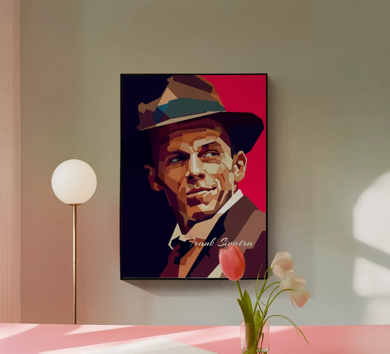 Frank Sinatra, cantante pop classico, ritratto retrò plexiglass da Artkreator