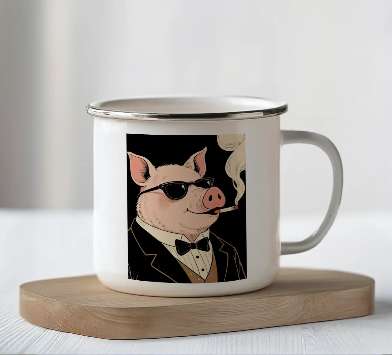 pig boss tazza in smalto da knowledge