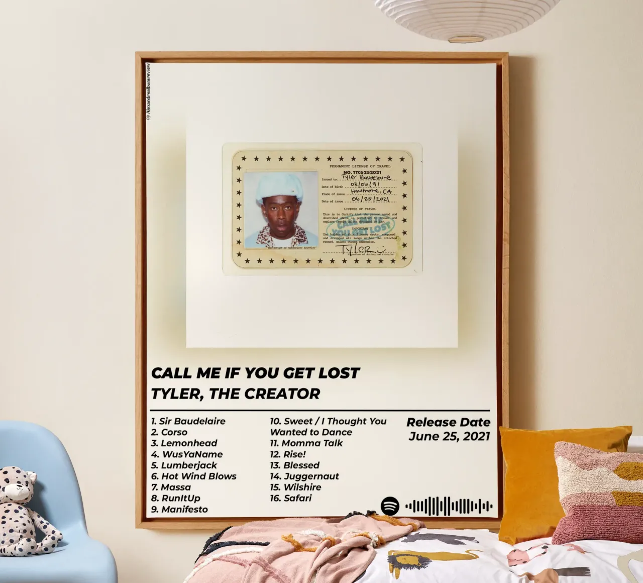 Chiamami se ti perdi - Tyler, The Creator tela con Cornice a cassetta da alexandrealbumreview