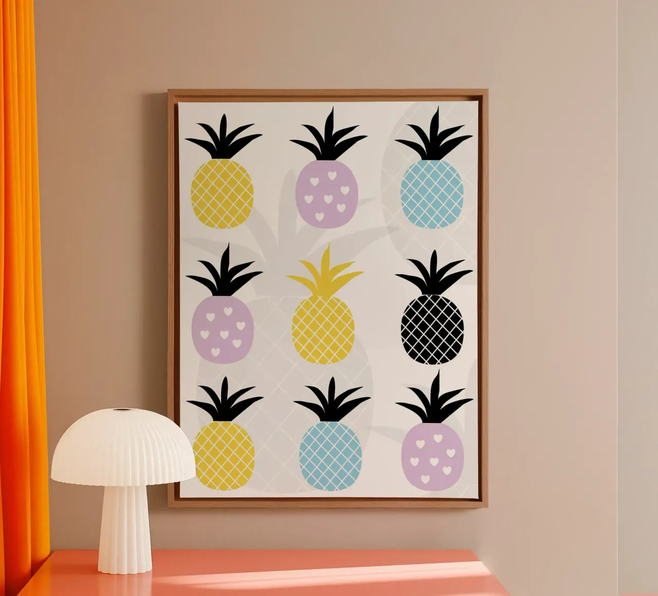L'amore per l'ananas tela con Cornice a cassetta da Amanda Studio