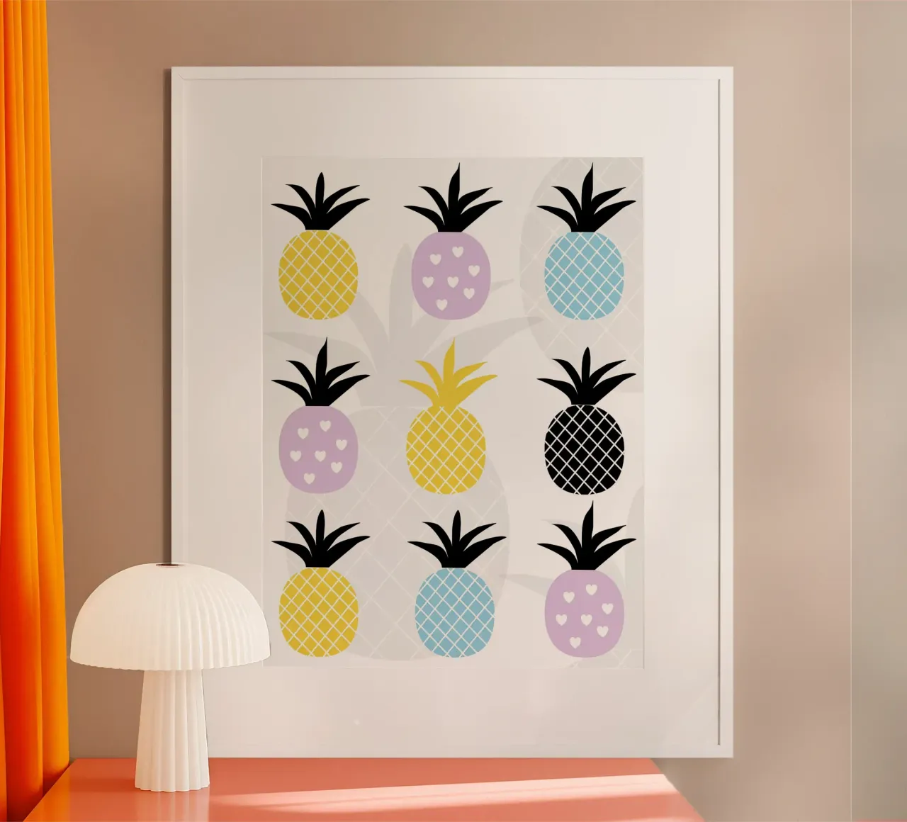L'amore per l'ananas poster con telaio in legno da Amanda Studio