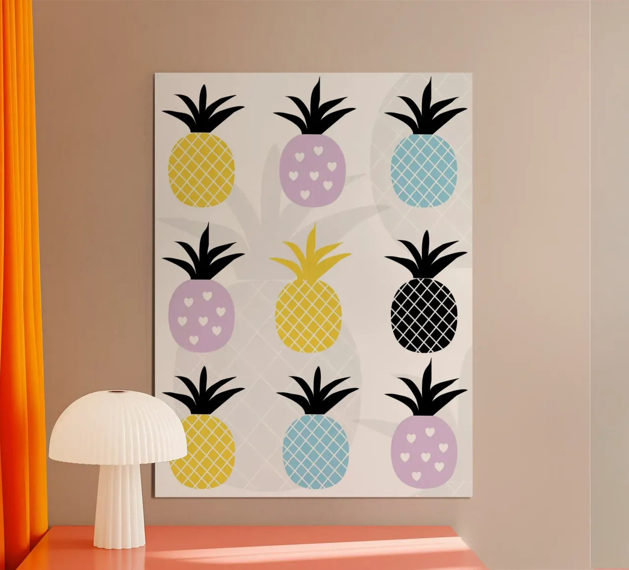 L'amore per l'ananas poster con telaio in legno da Amanda Studio