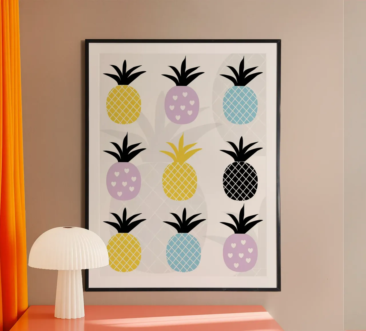 L'amore per l'ananas poster con telaio in legno da Amanda Studio