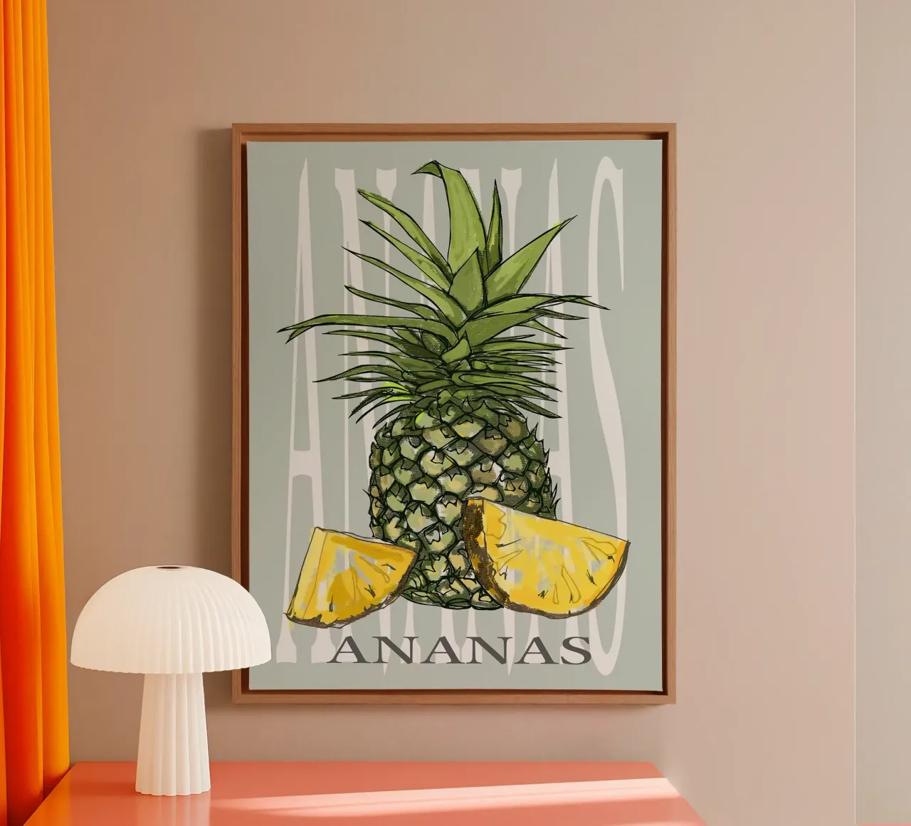 Ananas tela con Cornice a cassetta da Amanda Studio