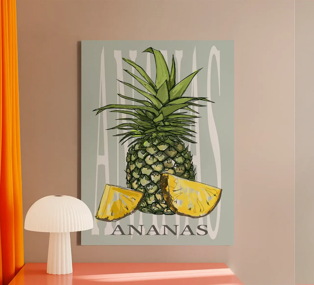 Ananas tela con Cornice a cassetta da Amanda Studio