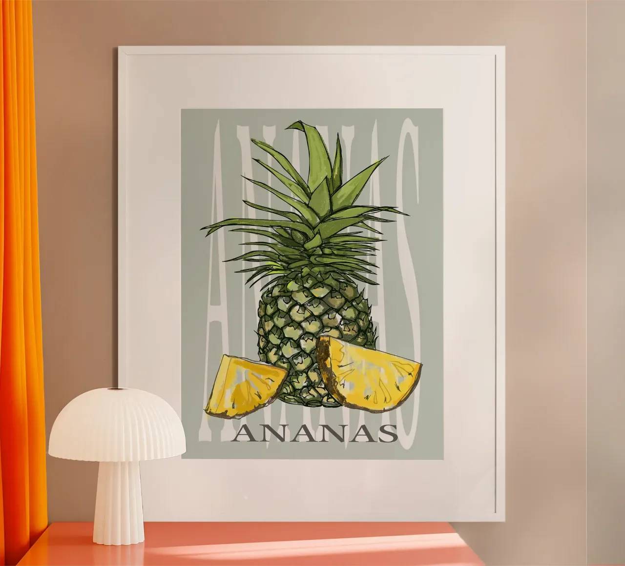 Ananas poster con telaio in legno da Amanda Studio