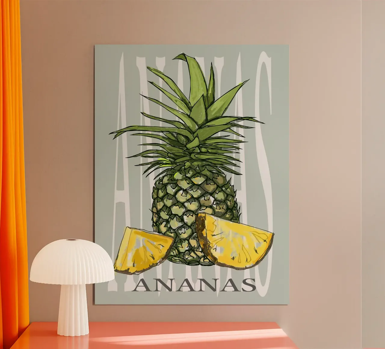Ananas poster con telaio in legno da Amanda Studio