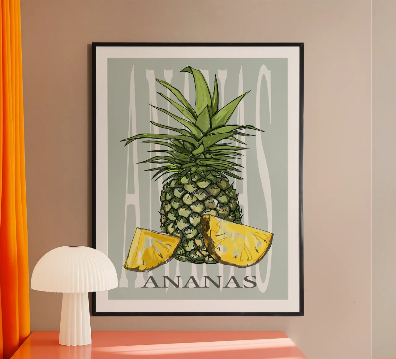 Ananas poster con telaio in legno da Amanda Studio