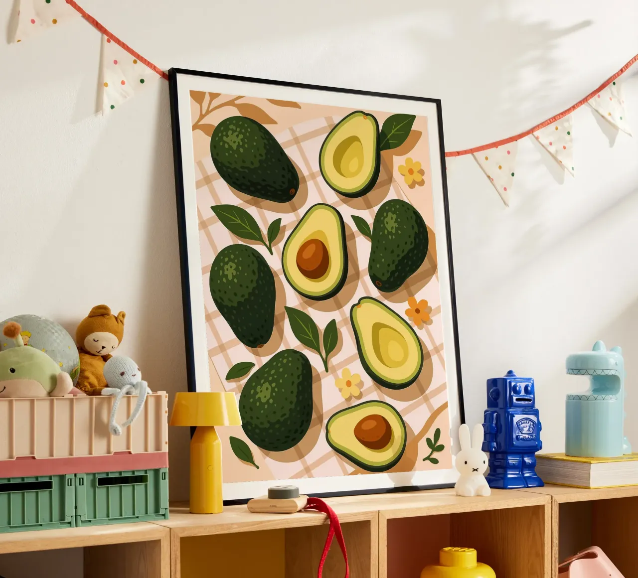 Avocado - Una tavola stilizzata poster con telaio in alluminio da Amanda Studio