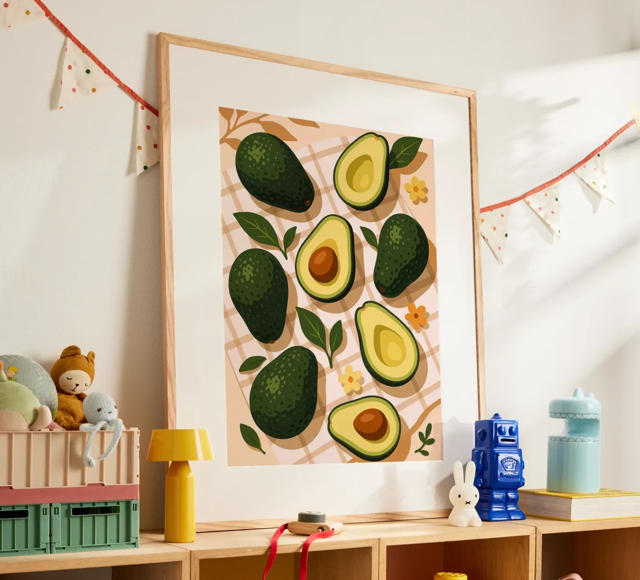 Avocado - Una tavola stilizzata poster con telaio in alluminio da Amanda Studio
