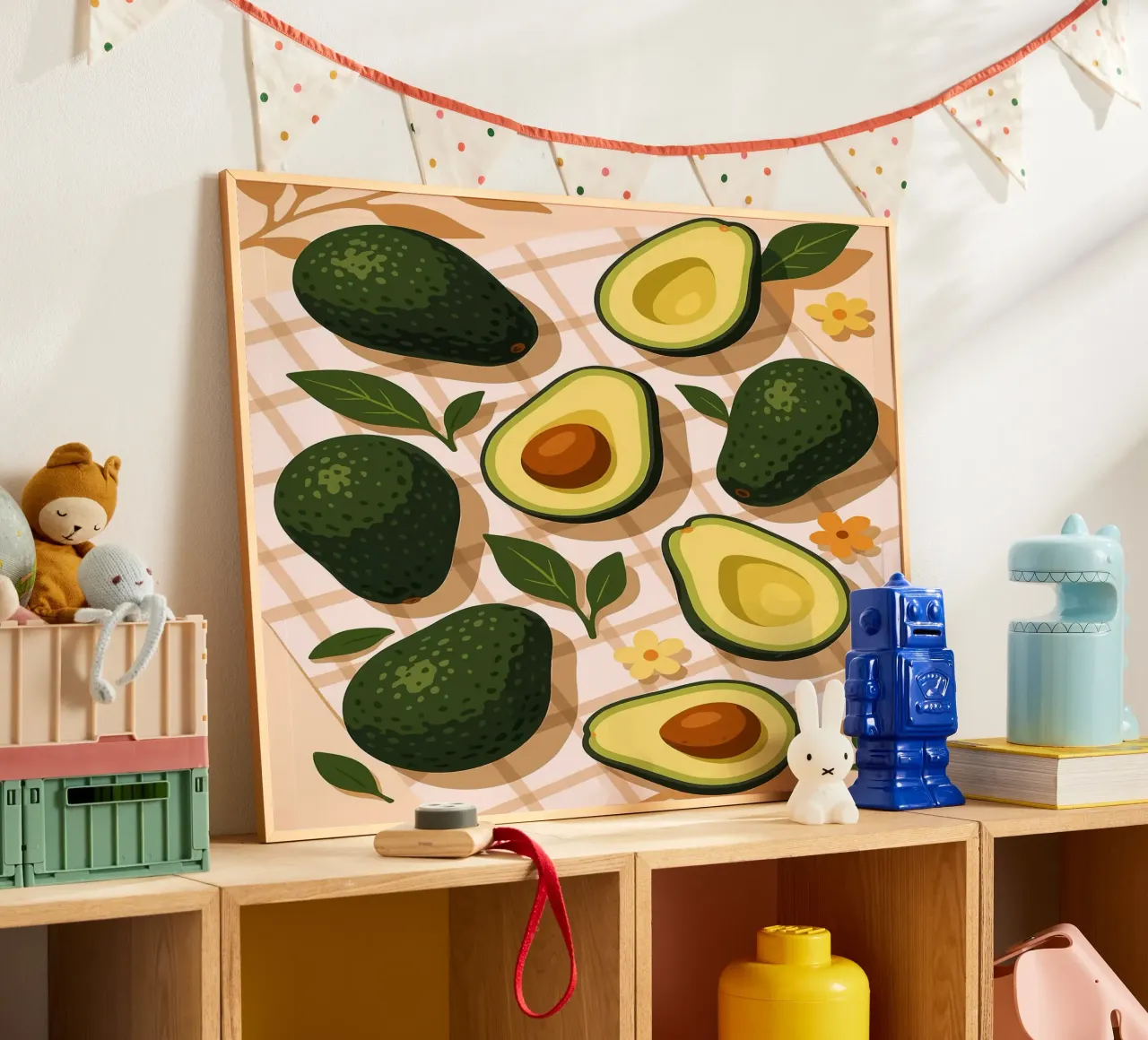 Avocado - Una tavola stilizzata poster con telaio in alluminio da Amanda Studio