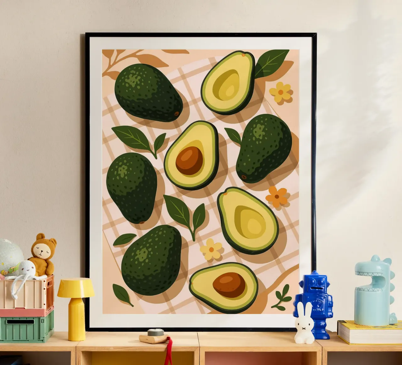 Avocado - Una tavola stilizzata poster con telaio in alluminio da Amanda Studio
