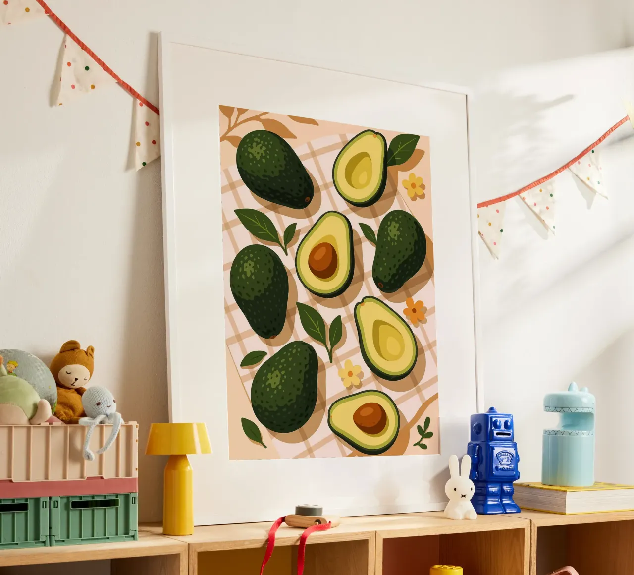 Avocado - Una tavola stilizzata poster con telaio in alluminio da Amanda Studio