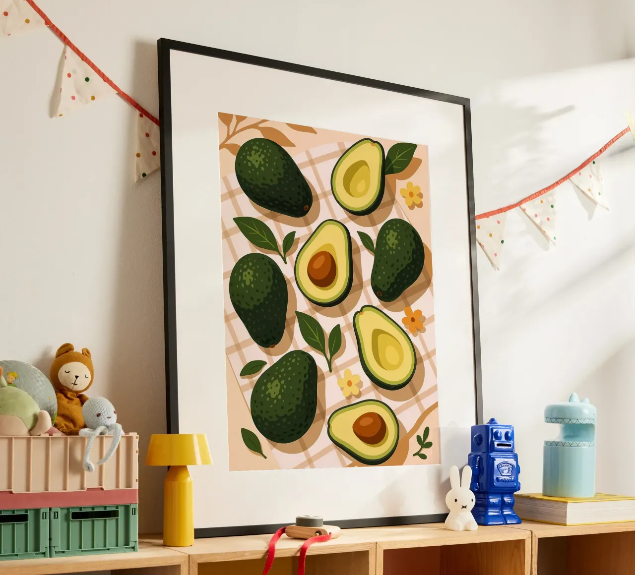 Avocado - Una tavola stilizzata poster con telaio in alluminio da Amanda Studio