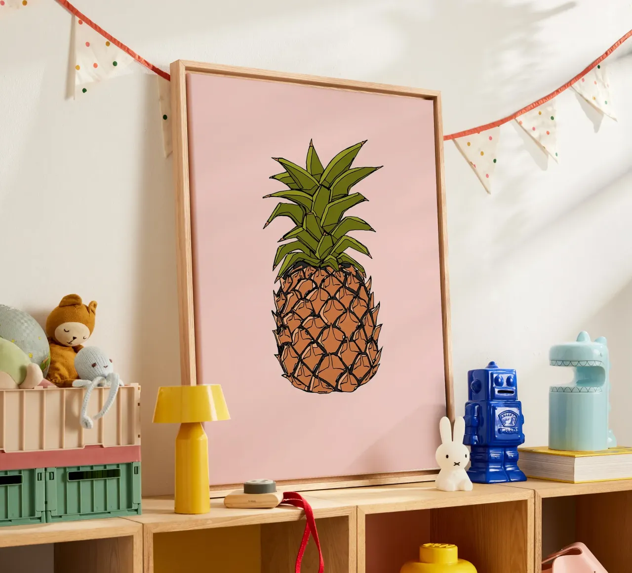 Illustrazione di ananas tela con Cornice a cassetta da Amanda Studio