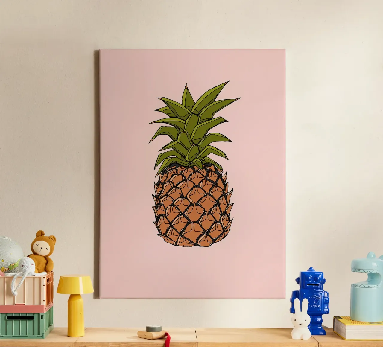 Illustrazione di ananas tela con Cornice a cassetta da Amanda Studio