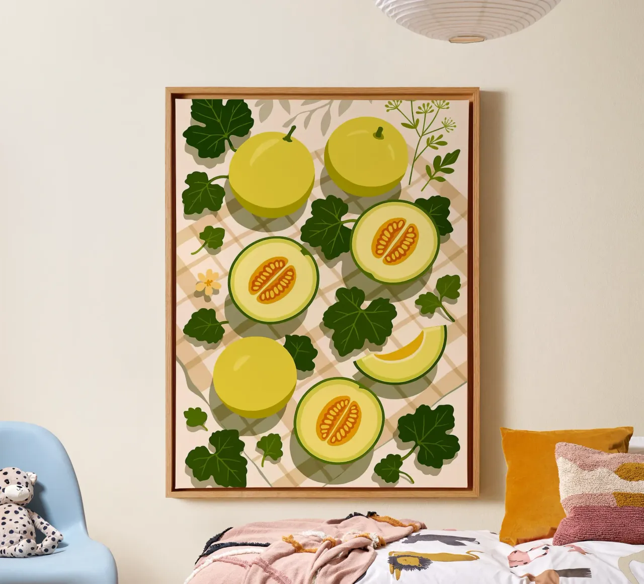 Honeydew Melon – A Stylized Tablescape canvas with Floater frame by Amanda Studio