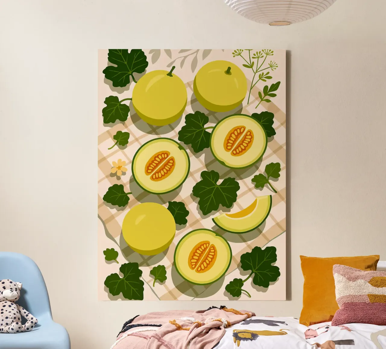 Honeydew Melon – A Stylized Tablescape canvas with Floater frame by Amanda Studio