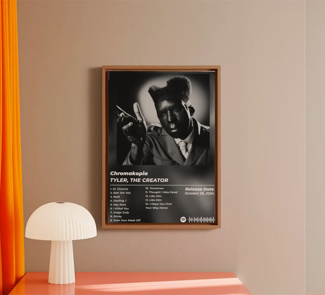 Poster Chromakopia - Tyler, The Creator tela con Cornice a cassetta da alexandrealbumreview