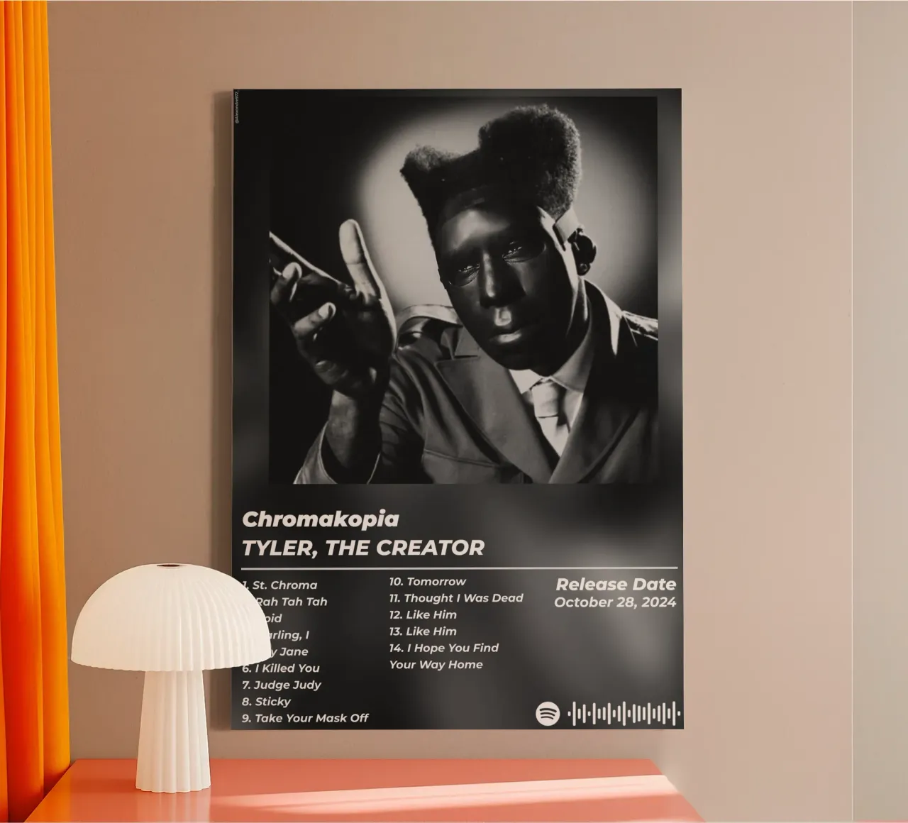 Poster Chromakopia - Tyler, The Creator tela con Cornice a cassetta da alexandrealbumreview