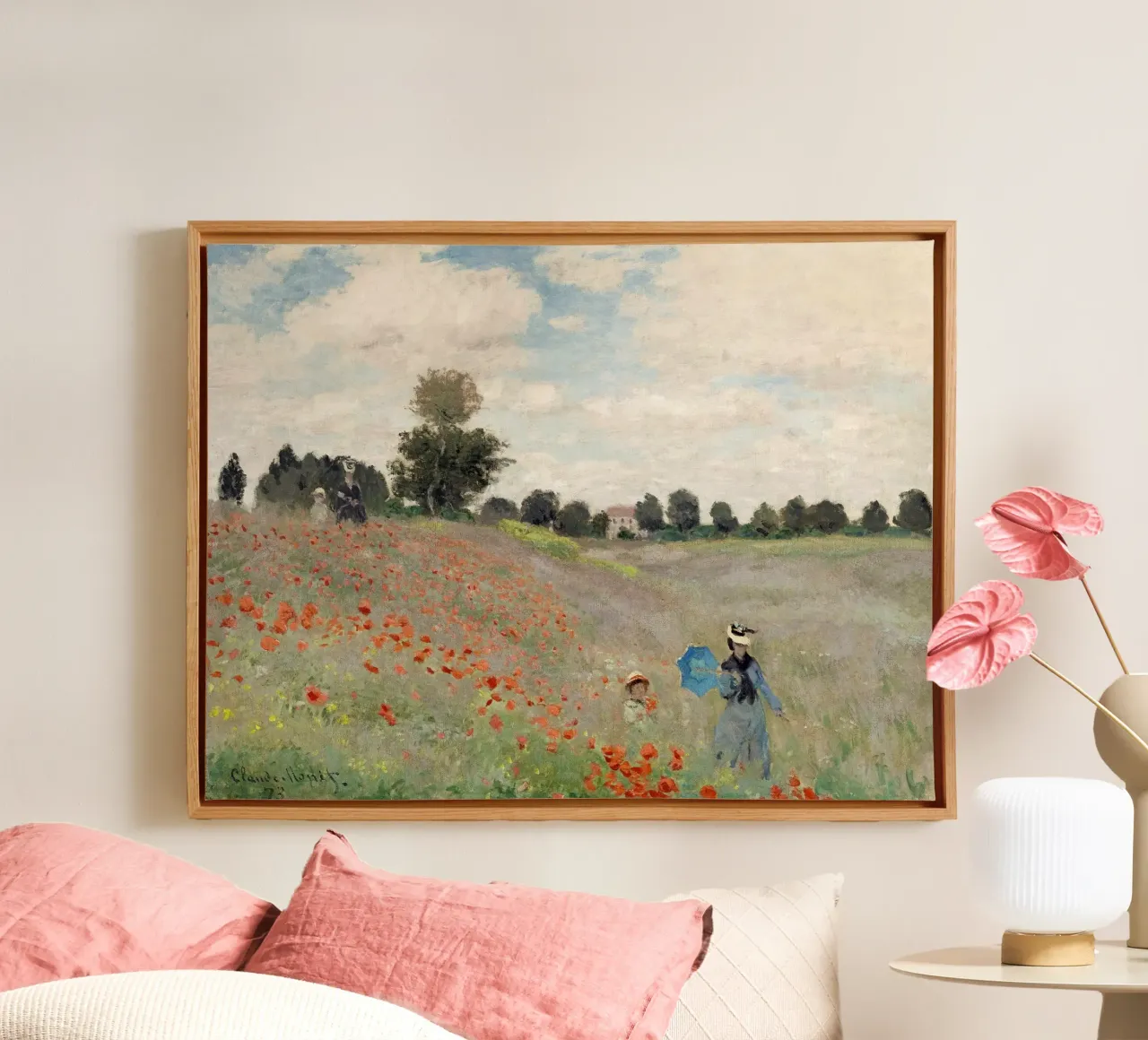 Poppy Field 1881 - Claude Monet tela con Cornice a cassetta da apoloprints