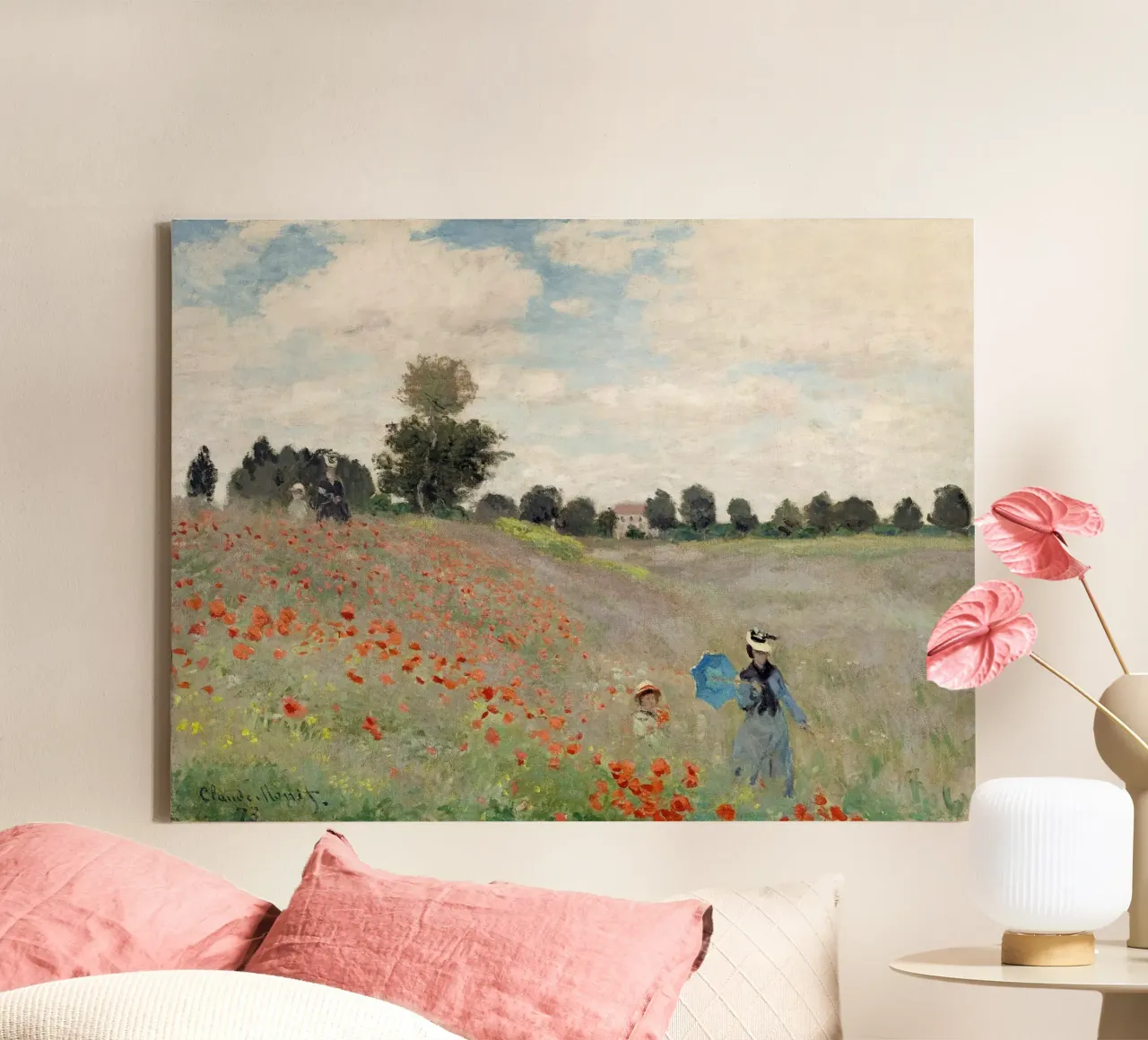 Poppy Field 1881 - Claude Monet tela con Cornice a cassetta da apoloprints