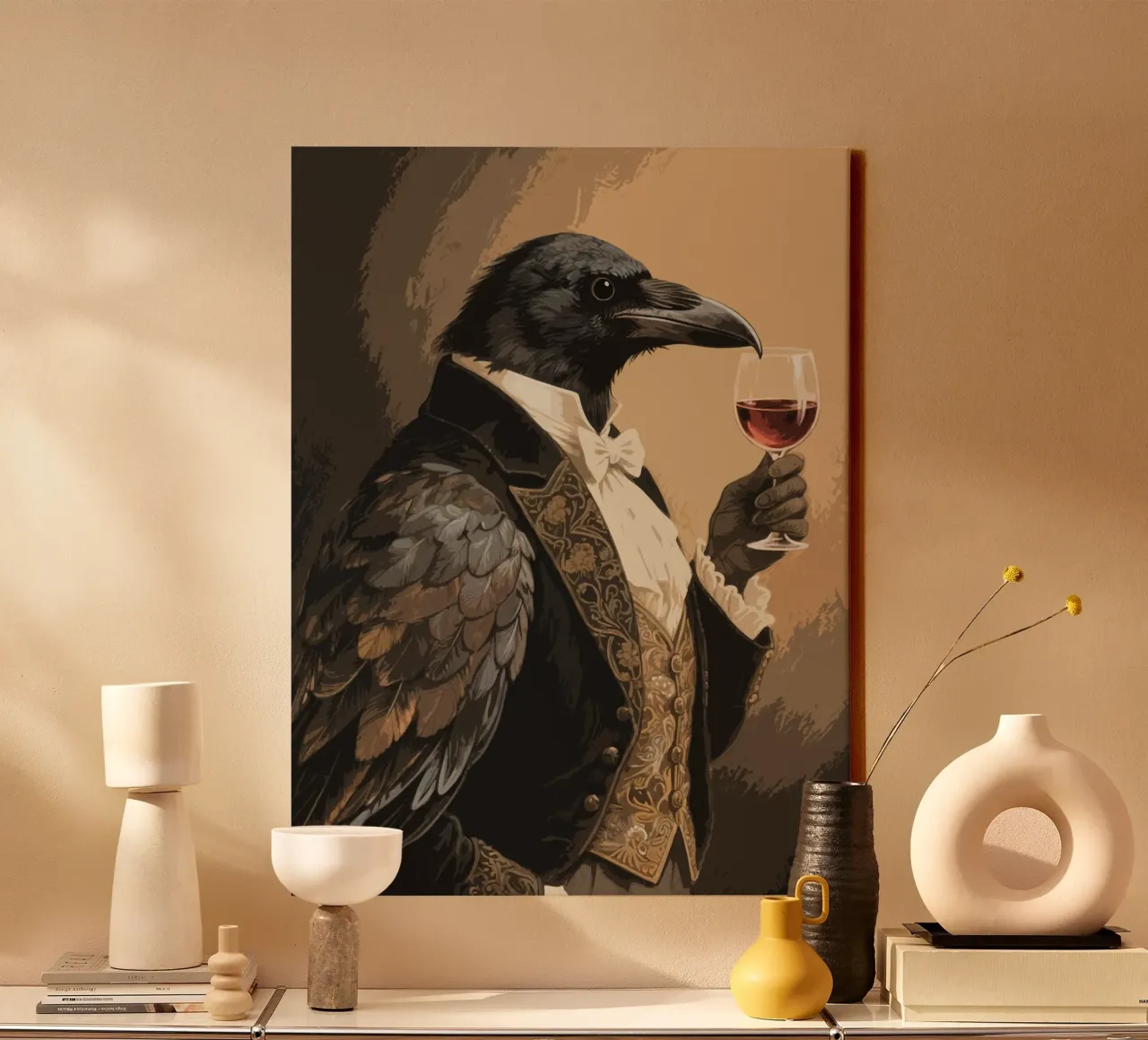 wine crow tela con Cornice a cassetta da knowledge