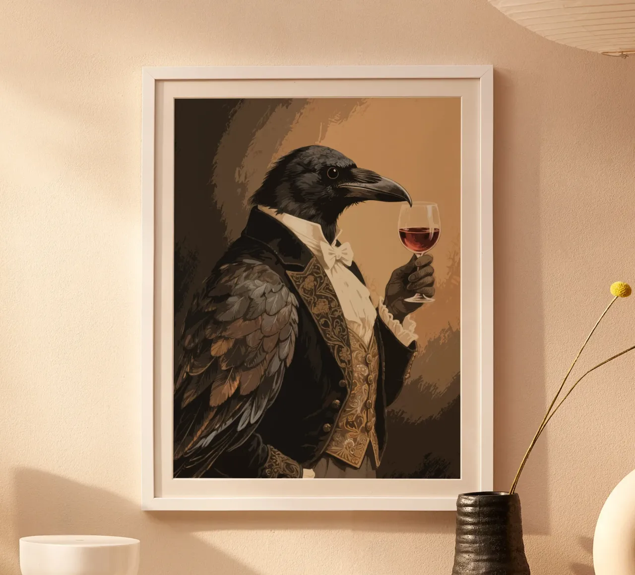 wine crow poster con telaio in alluminio da knowledge