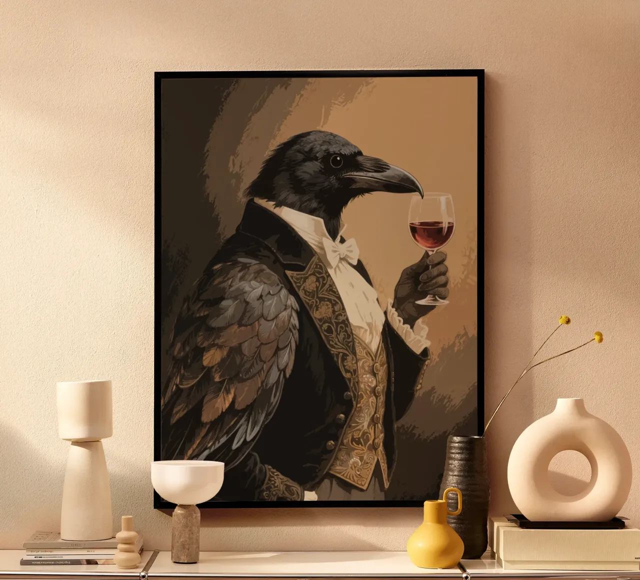wine crow poster con telaio in alluminio da knowledge