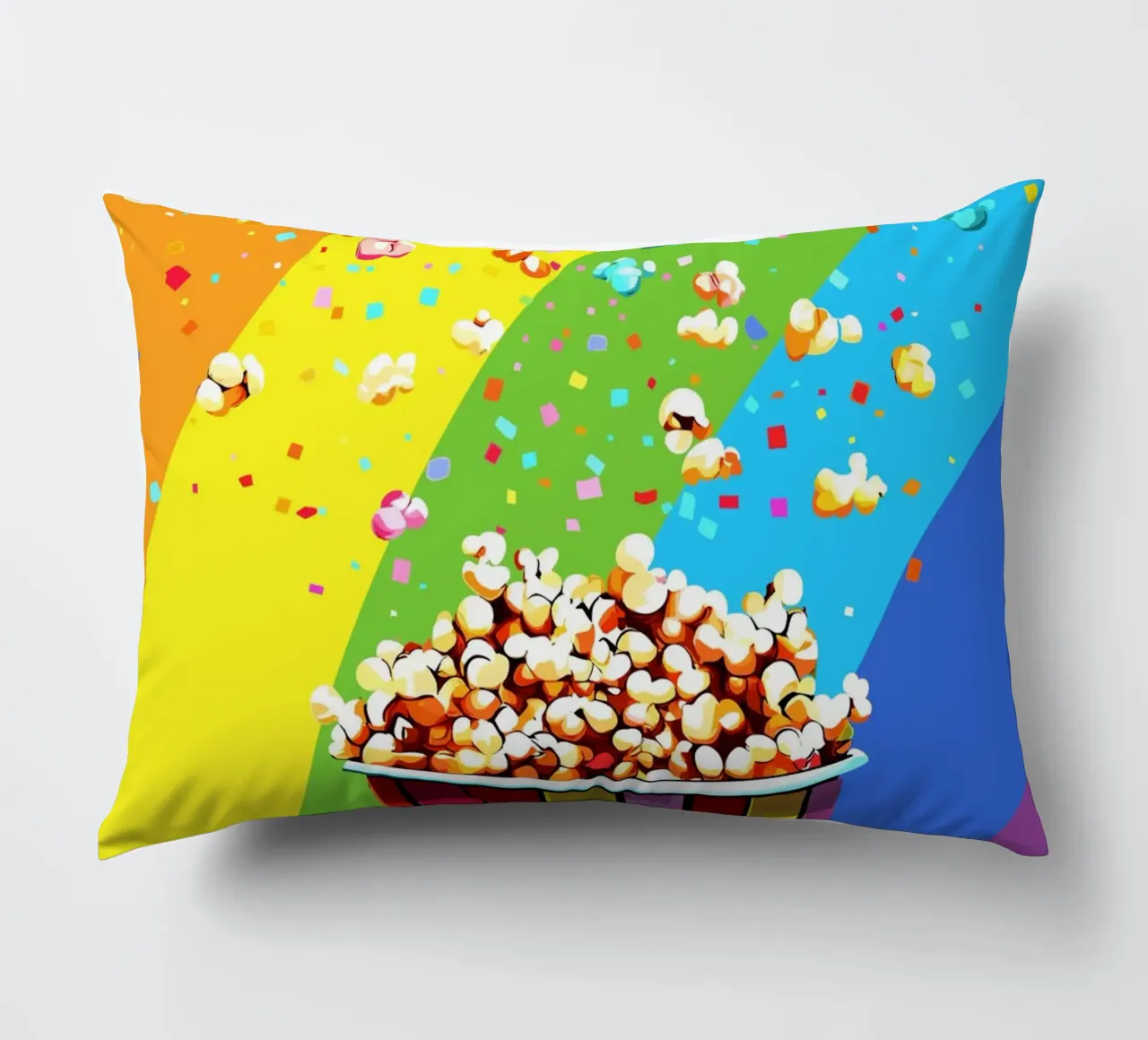 Explosion de pop-corn à l'Arc-en-ciel coussin de pixelbull - medieval art and more