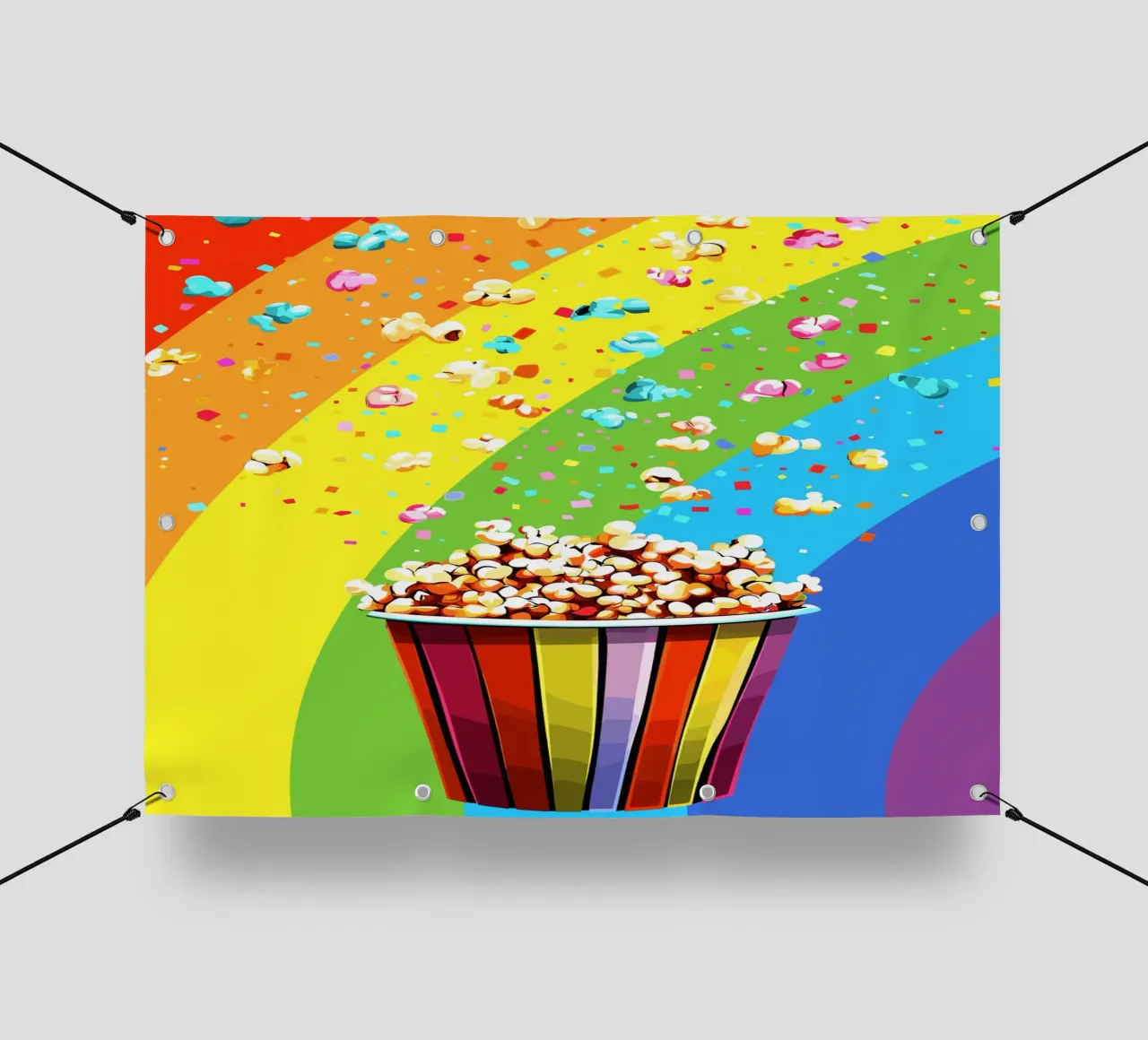 Explosion de pop-corn à l'Arc-en-ciel bâche pvc de pixelbull - medieval art and more