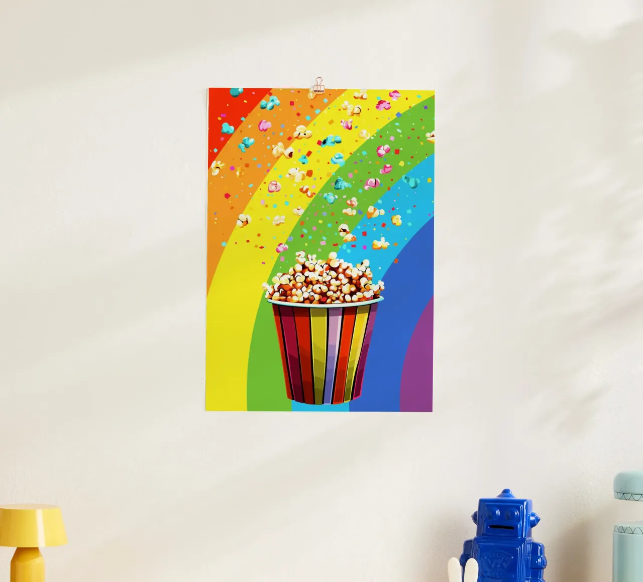Explosión de palomitas en el arco iris poster de pixelbull - medieval art and more