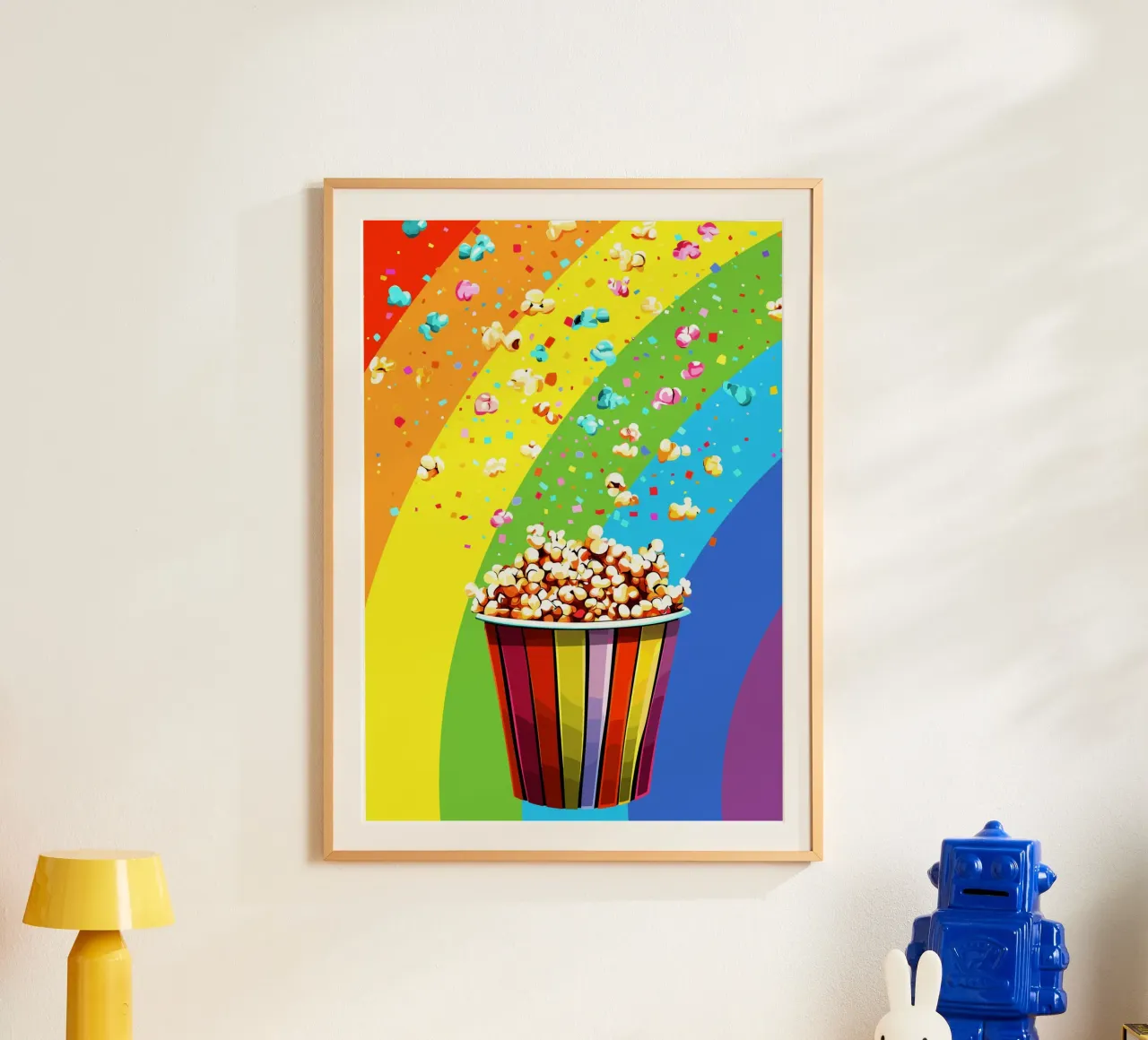 Explosión de palomitas en el arco iris poster de pixelbull - medieval art and more