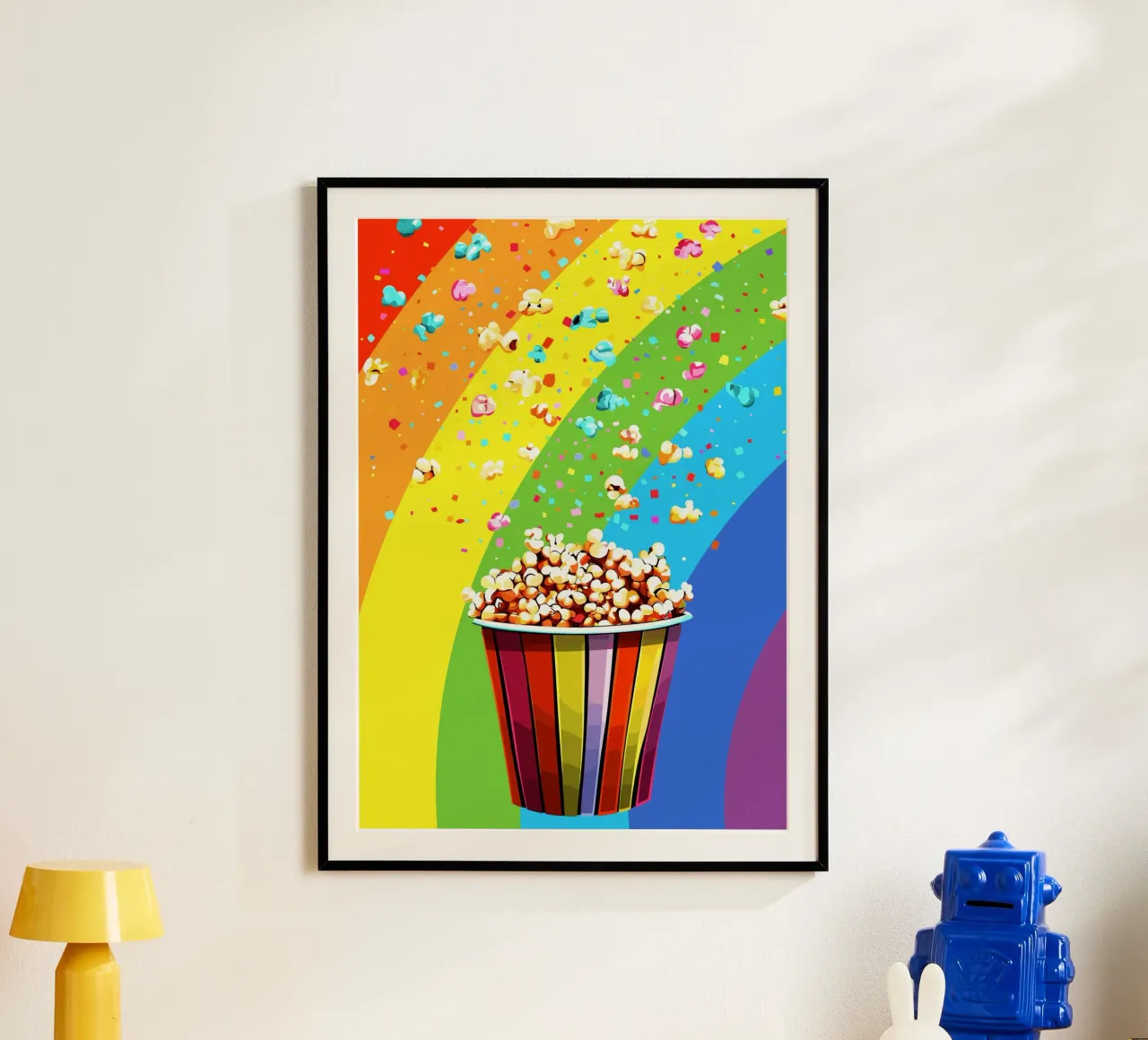 Explosion de pop-corn à l'Arc-en-ciel poster de pixelbull - medieval art and more