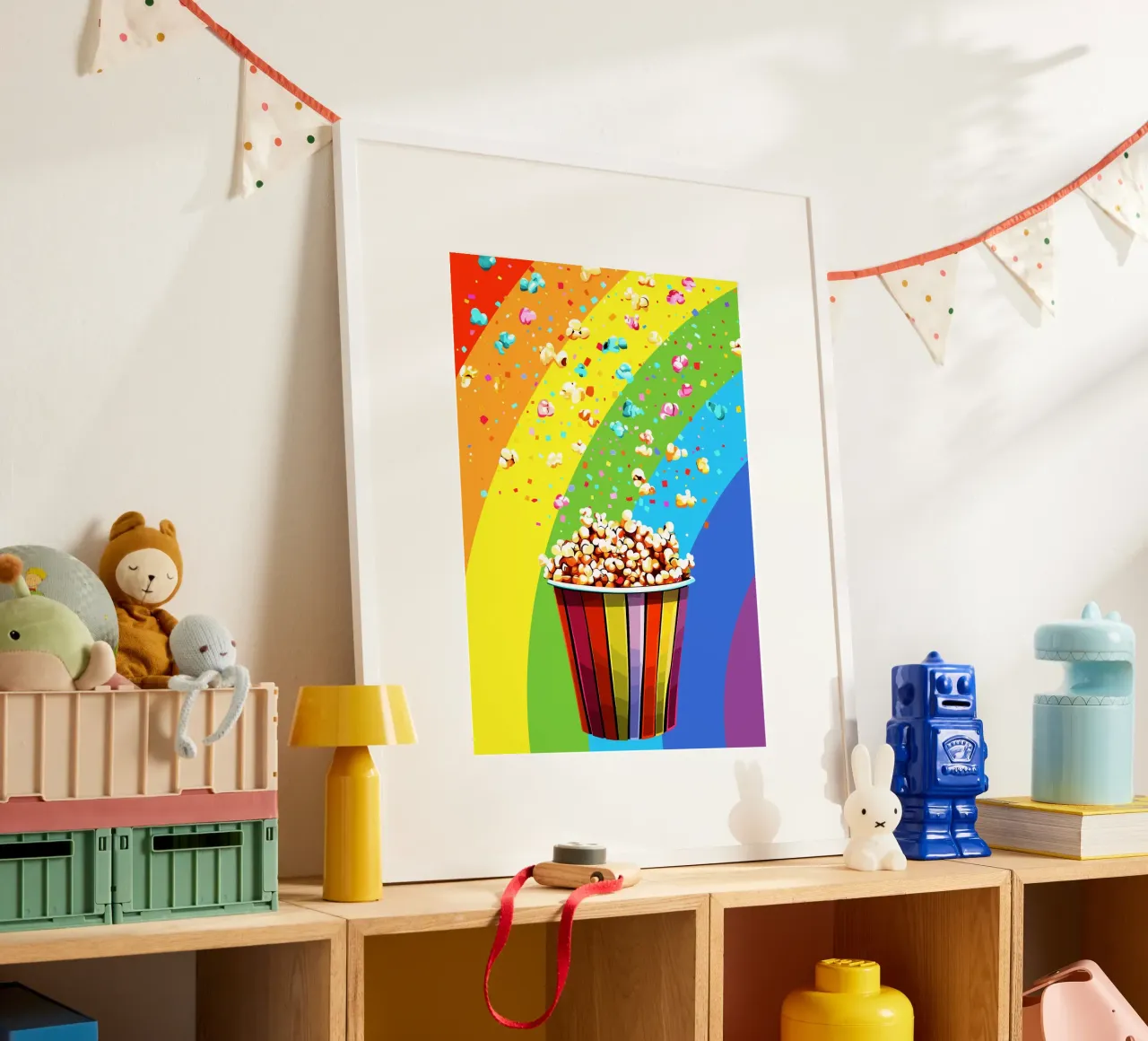 Explosion de pop-corn à l'Arc-en-ciel poster de pixelbull - medieval art and more