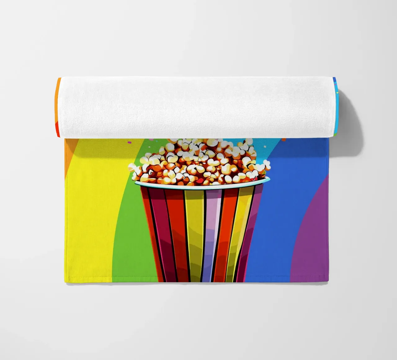 Explosion de pop-corn à l'Arc-en-ciel serviette de plage de pixelbull - medieval art and more
