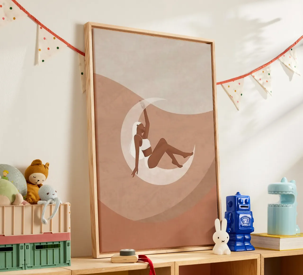 girl on the moon tela con Cornice a cassetta da firmana