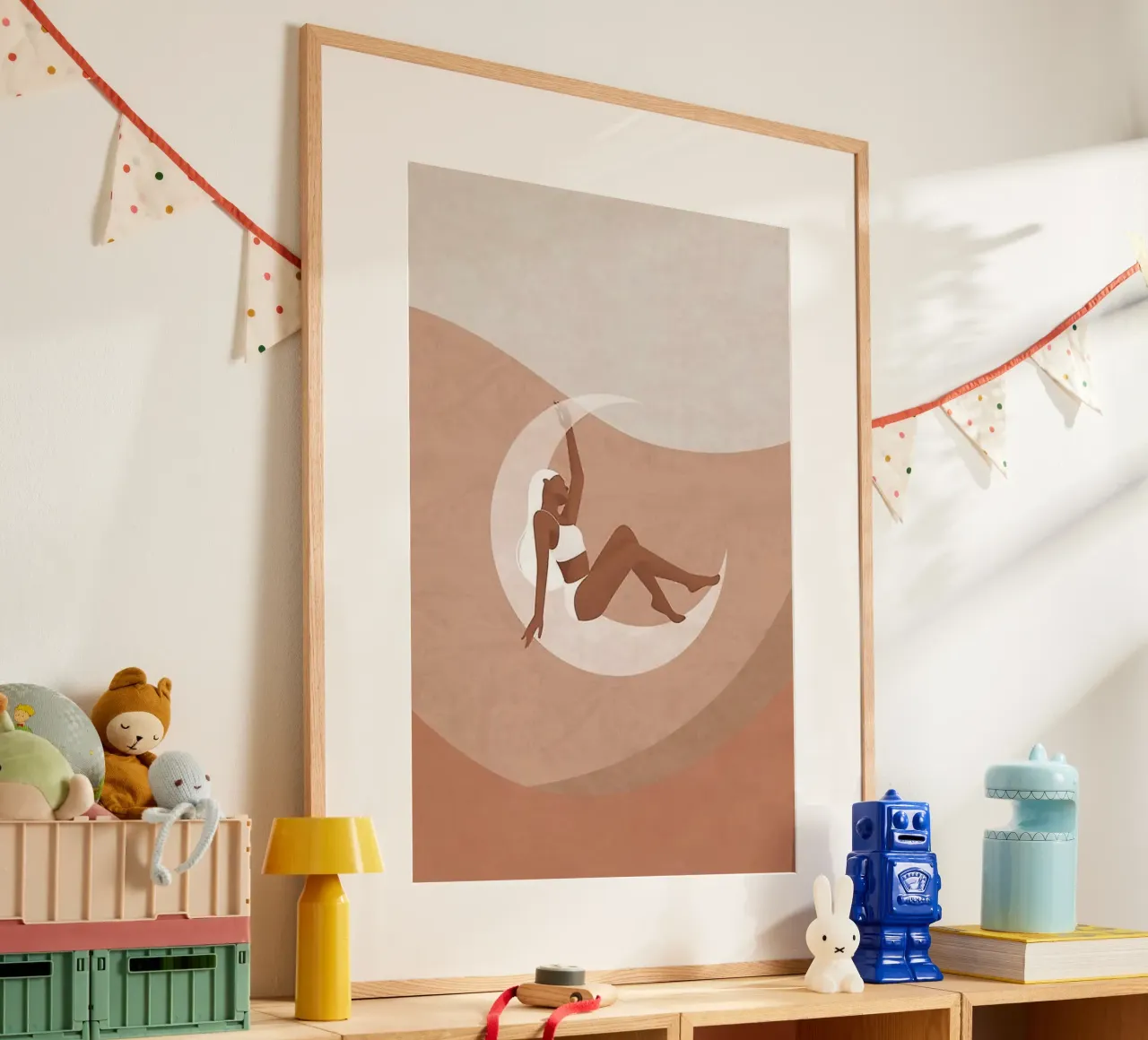 girl on the moon poster con telaio in plastica da firmana