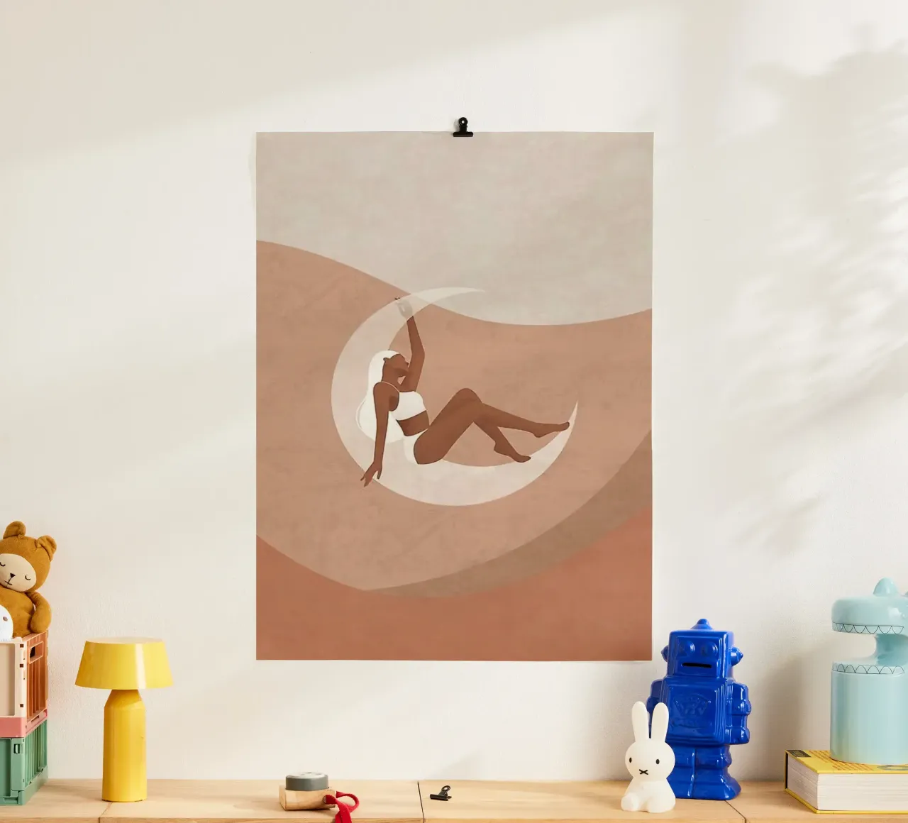 girl on the moon poster con telaio in plastica da firmana