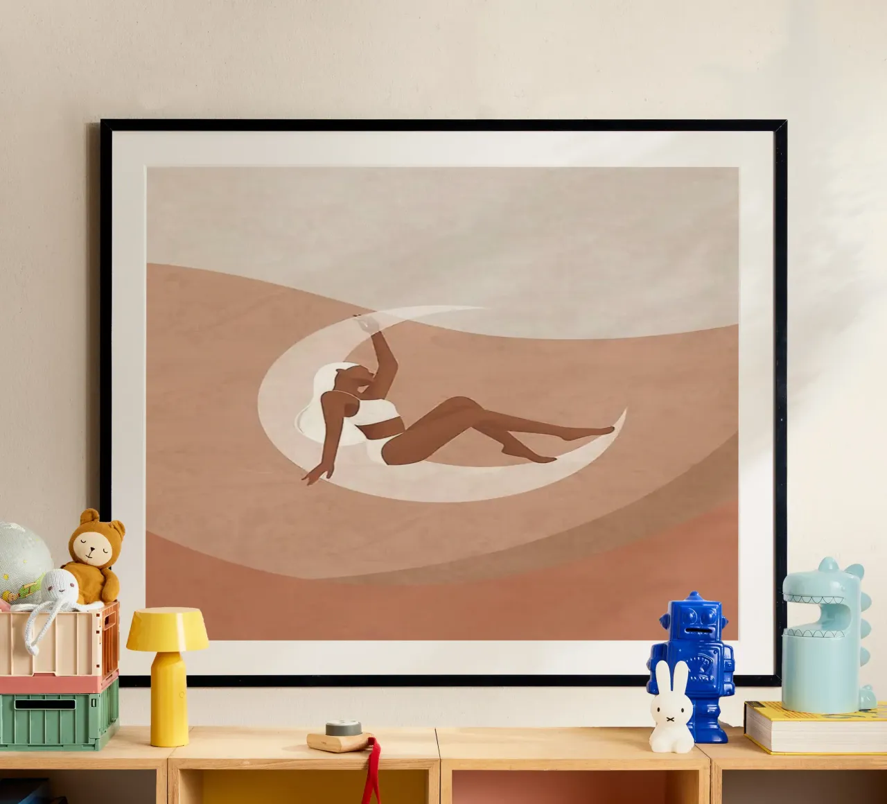girl on the moon poster con telaio in plastica da firmana