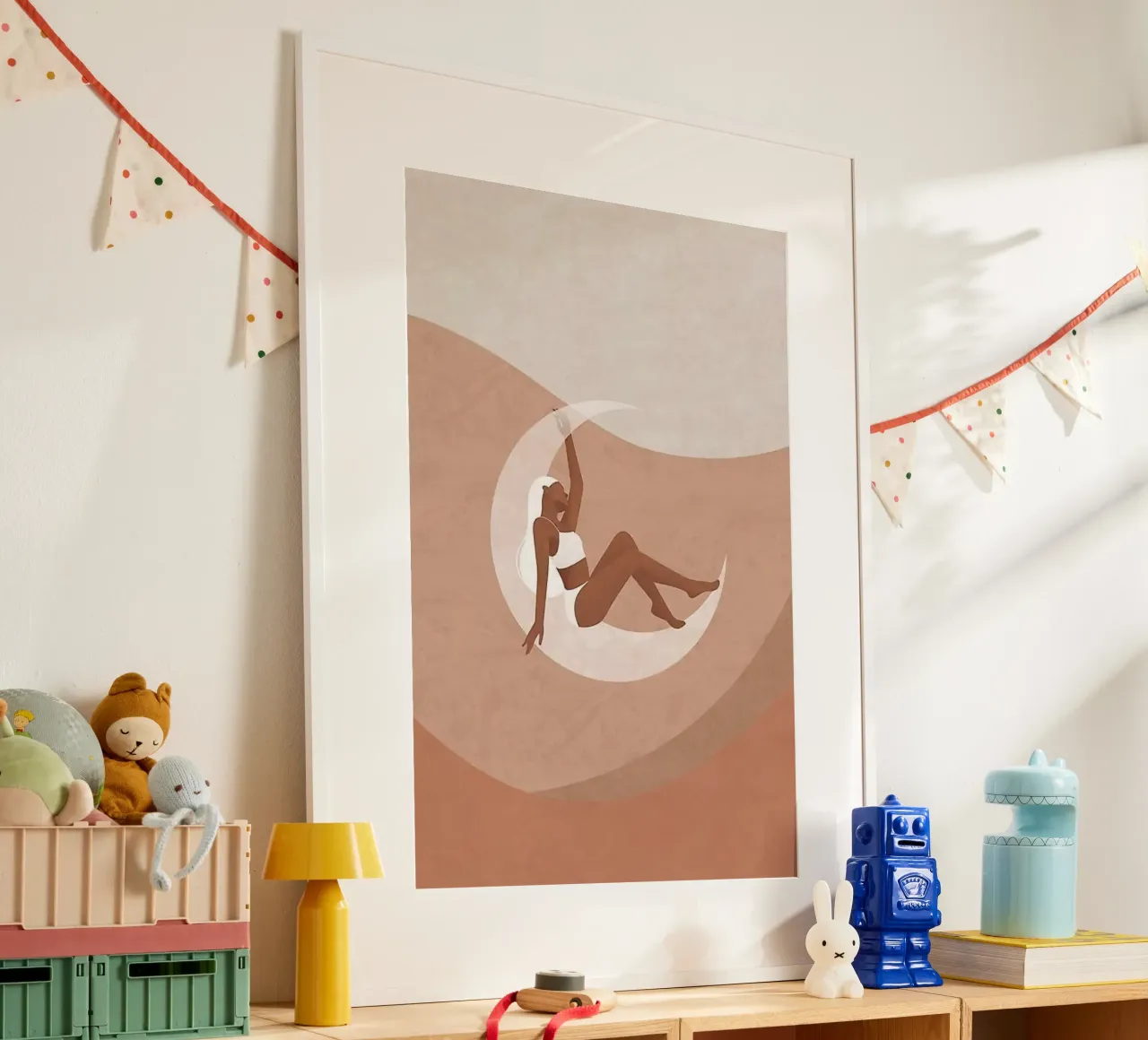 girl on the moon poster con telaio in plastica da firmana