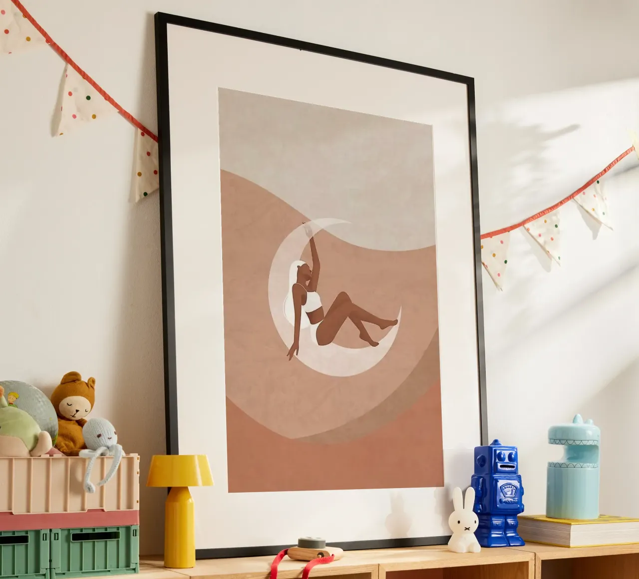 girl on the moon poster con telaio in plastica da firmana