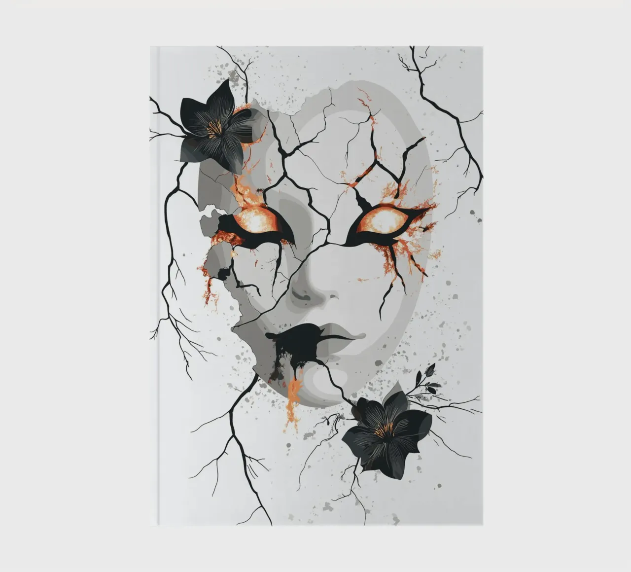 Broken mask with a look of fire notebook by pixelbull - medieval art and more